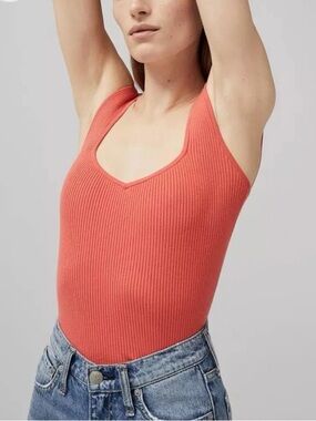 Rag & Bone Asher Tank Top Coral Rib Knit Sleeveless Sweater Size S